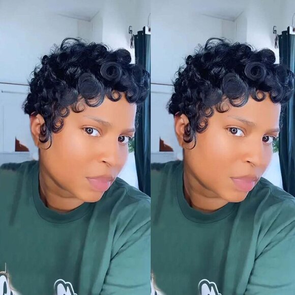 Pixie Wigs for Black Women Pixie Cut Wig Human Hair Short Layered